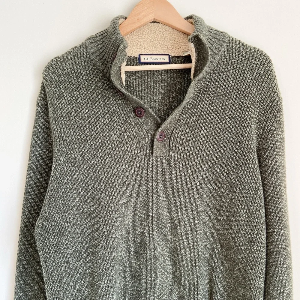 G.H. Bass & Co. Olive Knit Henley Sweater